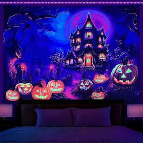 OSVINO Blacklight Trippy Mandala Tapestry 79"x59" UV Reactive Fantasy Tapestry Aesthetic Wall Decor for Living Room Bedroom Boho Wall Hanging in Kuwait