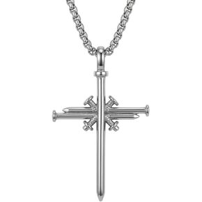 CRWENG Cross Necklace for Men 925 Sterling Silver Cross Pendant Necklace Cross Jewelry Religious Gothic Punk Necklace Birthday Christmas Gift for Boys Son Women Girlfriend in Kuwait