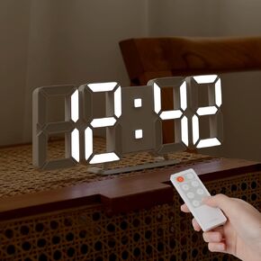 Mooas 3D LED ساعة حائط Big Plus مزدوجة (أبيض/برتقالي)، ساعة حائط، ساعة LED، ساعة منبه تعمل بالتحكم عن بعد in Kuwait