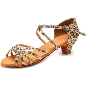 YKXLM Girls Latin Dance Shoes Kids Low Heels Tango Salsa Ballroom Practice Dance Shoes in Kuwait