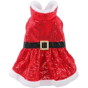 Dog Cat Christmas Dress, Santa Claus Xmas Costumes with Hat, Puppy Skirt Outfit for Holiday Cosplay, Winter Clothes Apparel for Small Medium Dogs (Red/S) in Kuwait