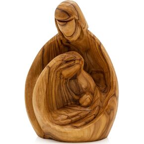 Zuluf Holy Family Hand-Carved Wood Statue, Mary, Joseph & Baby Jesus, 4.3x3.1x2.3 Inch, Religious Art Sculpture for Home & Church Décor in Kuwait