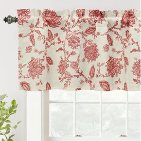 DriftAway Freda Jacobean Floral Linen Blend تعتيم حراري معزول لتوفير الطاقة، ستارة نافذة من الكتان للخصوصية، جيب قضيب 2 طبقات واحدة 52 بوصة × 18 بوصة بالإضافة إلى رأس 2 بوصة، بيج داكن in Kuwait