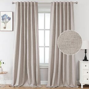 FantasDecor Linen Textured Curtains 84 inch Length Drapes for Living Room Back Tab Rod Pocket Light Reducing Privacy Window Treatments, 52W x 84L, Heather Taupe in Kuwait