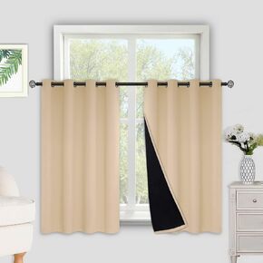 Kinryb Thermal Insulated Curtains 100% Blackout Curtains Greyish White 72 Inch Long - Double Layer Grommet Curtains with Black Liner Heavy Duty Curtains for Bedroom Greyish White 52W x 72L 2 Panels in Kuwait