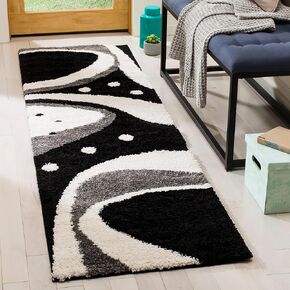 سجادة SAFAVIEH Florida Shag Collection - 2'3" x 8'، أزرق داكن وعاجي، غير قابلة للتساقط وسهلة العناية، بسمك 1.2 بوصة مثالية للمناطق ذات حركة المرور العالية في غرفة المعيشة وغرفة النوم (SG473-6511) in Kuwait