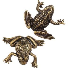 Milisten 2pcs تميمة الضفدع النحاس النحاس الصينية الأسطورية الحيوانات ديكور المنزل مصغرة الذهب الضفدع الاشياء زن التأمل الجرف ديكور لهجات لثروة فنغشوي الذهبي in Kuwait