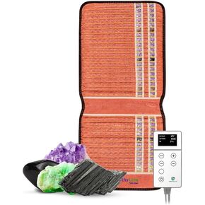 HealthyLine Far Infrared Heated Pillow - 18" x 10" x 4" Memory Foam Firm Mat Filled with Amethyst, Tourmaline and Obsidian Crystals – Negative Ion Therapy, EMF Blocking in Kuwait