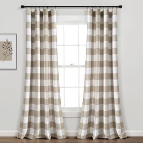 Lush Decor Kelly Checker Room Darkening Window Curtain Panel Pair, 63" Long x 52" Wide, Navy in Kuwait