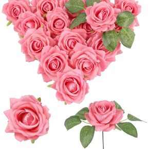 Artificial Roses 16pcs Velvet Black Roses Artificial Flowers 3.94" Fake Black Roses for Wedding Flowers Black Rose Decor for Centerpieces Home Party Decor (Black) in Kuwait
