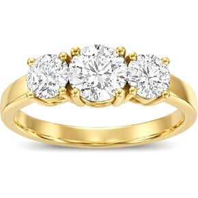 ARAIYA FINE JEWELRY خاتم خطوبة من الذهب الأصفر أو الأبيض عيار 14 قيراط مرصع بالماس وثلاثة أحجار (1 قيراط - 2 قيراط، لون D-E، VS الوضوح) in Kuwait