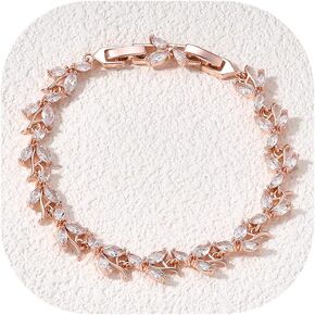 Crysdue Rose Gold Plated Marqusie Cubic Zirconia Adjustable Bracelet, Classic Tennis Bracelet for Women Bridal Bridesmaid 6.7-7.8 Inch in Kuwait