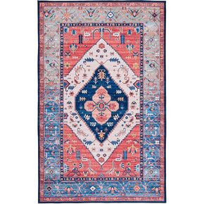 SAFAVIEH Tucson Collection Runner Rug - 2'6" x 6' Runner, Rust & Blue, Boho Design, Machine Washable Ideal for High Traffic Areas in Living Room, Bedroom, Dining (TSN133P-26) in Kuwait