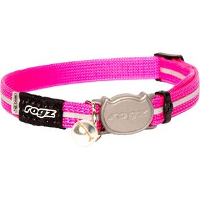 Rogz Reflective Nylon Cat Collar with Breakaway Clip and Removable Bell, fully adjustable to fit most breeds, Pink in Kuwait