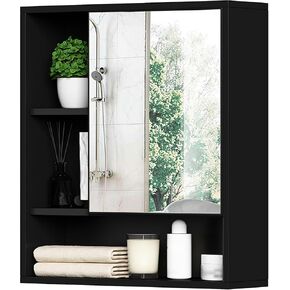 ChooChoo Bathroom Wall Mirror Cabinet, Medicine Cabinet with Single Door and Adjustable Shelf, Over The Toilet Space Saver Storage Cabinet, Walnut in Kuwait