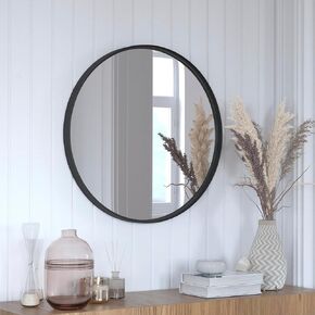 Flash Furniture Jennifer Large Round Wall Mirror - Black Circle Accent Mirror - 24" Vanity Mirror - for Bathroom, Vanity, Entryway, Dining Room, & Living Room in Kuwait