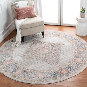 SAFAVIEH Shivan Collection 2'2" x 6' Grey/Rose SHV726F Shabby Chic Medallion Distressed Non-Shedding Living Room Bedroom Runner Rug in Kuwait