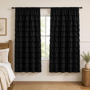 Blush Ruffle Curtains - Window Panel for Nursery Bedroom,Girls Living Room Decor 42 x 63 inches (Set of 2,Blush) in Kuwait