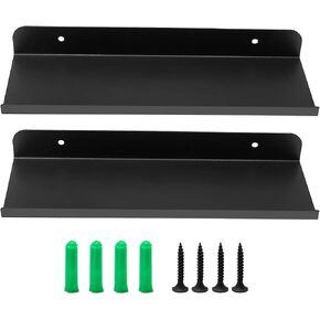Anxingo Floating Shelves Wall Mounted Bathroom Shelf, Metal Wall Mounted Small Display Shelves, Floating Wall Shelves Shelf Display Storage Wall Mount Home Decor, Matte Black,2 Pack (16.14"*3.9") in Kuwait
