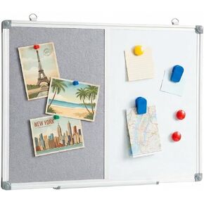 48 x 36 Inch Large Bulletin/Dry Erase Combo Board, Magnetic Presentation Whiteboard/Bulletin Combination Board, Grey in Kuwait