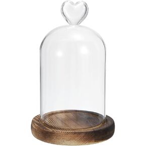 PATIKIL 9.1"x3.5" Glass Dome Cloche, Clear Glass Bell Jar Display Case Tabletop Centerpiece with Wooden Base for LED Light Christmas Home Decor in Kuwait