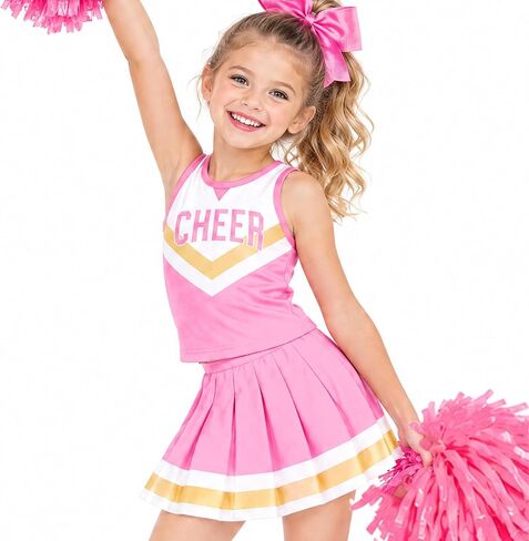CIFITERY Cheerleader Outfit for Girls Cheerleader Costume for Kids Cheerleading Gifts Halloween Cosplay in Kuwait