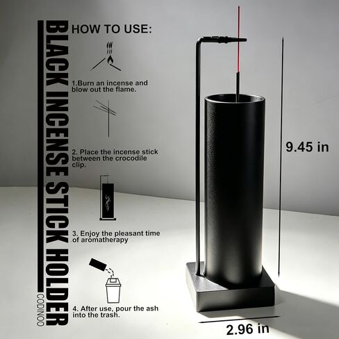 Incense Holder for Sticks,Incense Burner Holder,Modern Incense Holder for Stick with Glass Ash Catcher,Insence-Stick Holder [Anti-Ash Flying] for Yoga Spa (Upside Down Full Black) in Kuwait