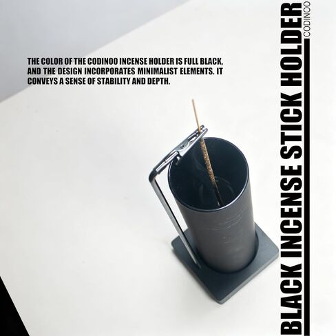 Incense Holder for Sticks,Incense Burner Holder,Modern Incense Holder for Stick with Glass Ash Catcher,Insence-Stick Holder [Anti-Ash Flying] for Yoga Spa (Upside Down Full Black) in Kuwait