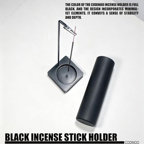 Incense Holder for Sticks,Incense Burner Holder,Modern Incense Holder for Stick with Glass Ash Catcher,Insence-Stick Holder [Anti-Ash Flying] for Yoga Spa (Upside Down Full Black) in Kuwait