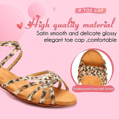 YKXLM Girls Latin Dance Shoes Kids Low Heels Tango Salsa Ballroom Practice Dance Shoes in Kuwait