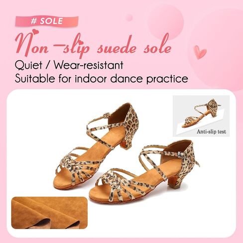 YKXLM Girls Latin Dance Shoes Kids Low Heels Tango Salsa Ballroom Practice Dance Shoes in Kuwait