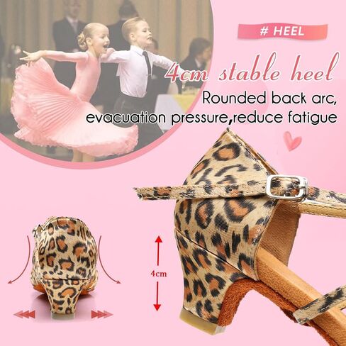 YKXLM Girls Latin Dance Shoes Kids Low Heels Tango Salsa Ballroom Practice Dance Shoes in Kuwait
