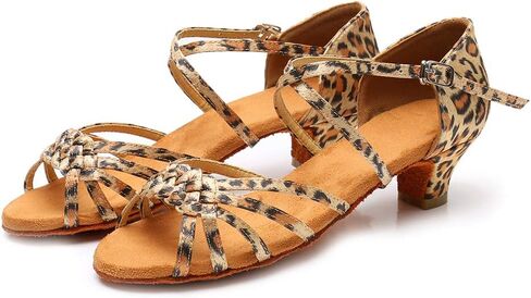 YKXLM Girls Latin Dance Shoes Kids Low Heels Tango Salsa Ballroom Practice Dance Shoes in Kuwait