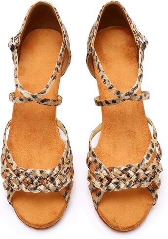 YKXLM Girls Latin Dance Shoes Kids Low Heels Tango Salsa Ballroom Practice Dance Shoes in Kuwait