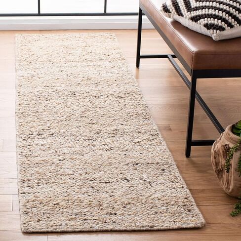 سجادة SAFAVIEH Natura Collection - 2'3" x 8'، بيج ورمادي، صوف مصنوع يدويًا، مثالية للمناطق ذات الحركة المرورية العالية في غرفة المعيشة وغرفة النوم (NAT263F) in Kuwait