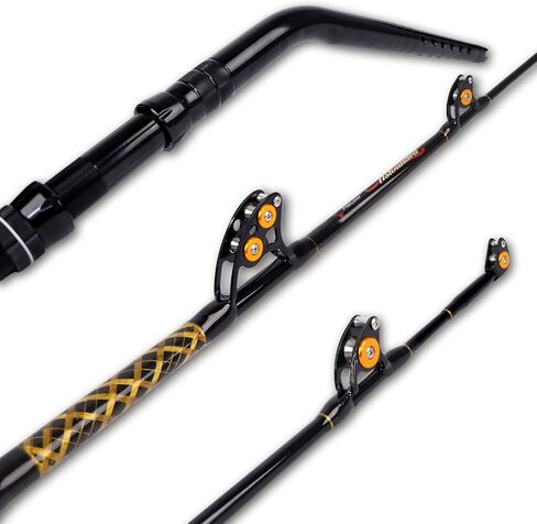 Fiblink Bent Butt Fishing Rod 2 Piece Saltwater Offshore Trolling Rod Big Game Deep Drop Rod Conventional Boat Fishing Pole (5'6"/6'/6'6",80-120lbs/120-200lbs) in Kuwait
