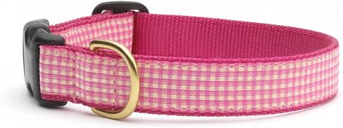 Up Country Pink Gingham Dog Collar, Large (15 to 21 inches) 1 inch Wide Width in Kuwait