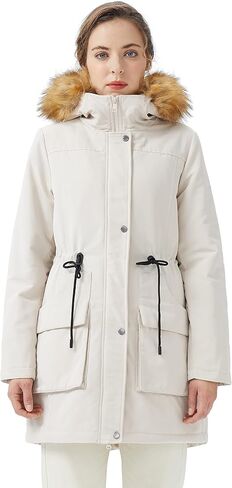 Orolay Women's Thicken Fleece Lined Parka Winter Coat Hooded Jacket with Removable Fur Collar in Kuwait