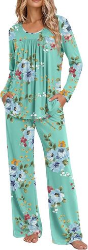 TAOHUADAO Women's Fall Pajama Sets, 2 Piece Lounge Sleepwear Ladies Pjs Sets with Pockets in Kuwait