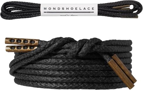 Thin Stay-Tied Waxed Cotton Round Shoelaces 2/25"(2.2mm) with Metal Tips – Dress Shoe Laces for Oxfords & Derbys in Kuwait
