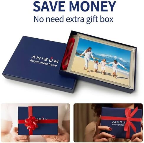 Anisum 4X6 بوصة إطارات الصور الاكريليك 1 حزمة مزدوجة من جانب المغناطيسي منضدية عرض إطارات الصور هدايا للعائلة والأصدقاء أو حفلة عيد ميلاد in Kuwait