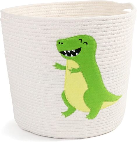 LotFancy Cat Toy Organizer, Cotton Rope Animal Basket with Handle, Cat Toys Storage Bin for Pets, Cute Woven Containers Holder for Playing Room, Kids Bedroom, 15.7x13''(H) in Kuwait