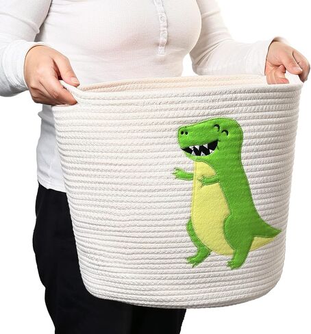 LotFancy Cat Toy Organizer, Cotton Rope Animal Basket with Handle, Cat Toys Storage Bin for Pets, Cute Woven Containers Holder for Playing Room, Kids Bedroom, 15.7x13''(H) in Kuwait