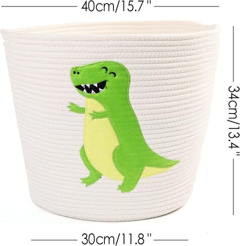 LotFancy Cat Toy Organizer, Cotton Rope Animal Basket with Handle, Cat Toys Storage Bin for Pets, Cute Woven Containers Holder for Playing Room, Kids Bedroom, 15.7x13''(H) in Kuwait