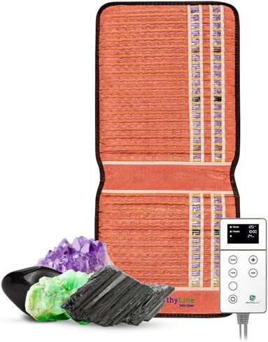 HealthyLine Far Infrared Heated Pillow - 18" x 10" x 4" Memory Foam Firm Mat Filled with Amethyst, Tourmaline and Obsidian Crystals – Negative Ion Therapy, EMF Blocking in Kuwait