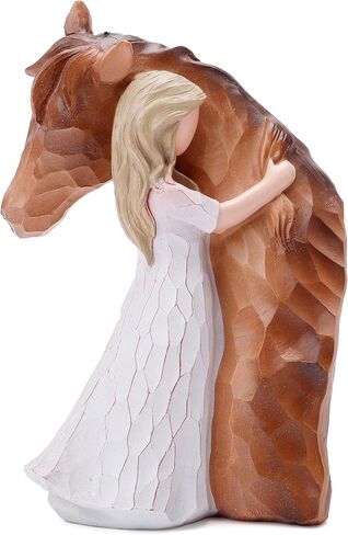 Truly a Friend Guardian Angel Statues, Sculpted Hand-Painted Girl Embracing Horse Figurines, Horse Lover Gifts, Cowgirls Gifts, Horse Loss Remembrance Gifts, Birthday in Kuwait