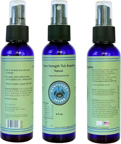 Nantucket Spider Extra Strength Tick Repellent Spray - 4 Ounce Travel Size | Natural Tick Repellent for People | Made in The USA with 100% Organic Essential Oils in Kuwait
