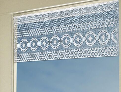 Heritage Lace Eureka! 48"x16" Curtain Valance, White, 48" Wide x 16" Drop in Kuwait