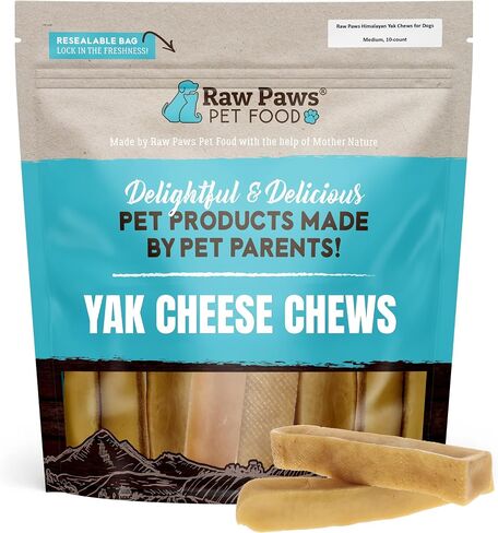 Raw Paws Himalayan Yak Chews for Dogs, Medium Chews (10 Count) - Himalayan Cheese for Medium Dogs - Yak Bones for Dogs - Yak Milk Bones for Dogs - Dog Cheese Chews Himalayan, Yak Chews for Medium Dogs in Kuwait