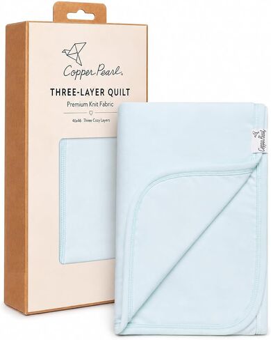 Large Premium Knit Baby 3 Layer Stretchy Quilt Blanket"Fern" by Copper Pearl in Kuwait